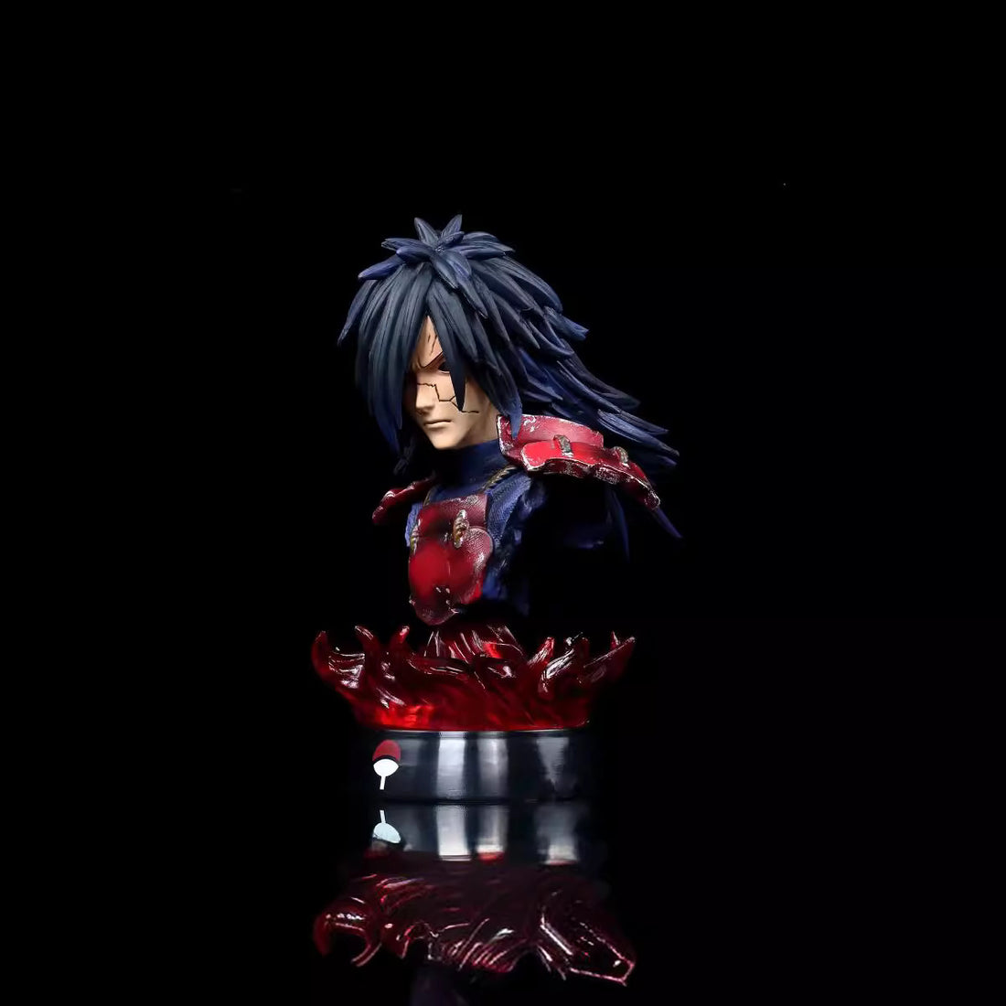 Busto de Uchiha Obito y Uchiha Madara - EDICIÓN DE COLECTOR DE 16 CM | Estatua de anime detallada con base de llamas