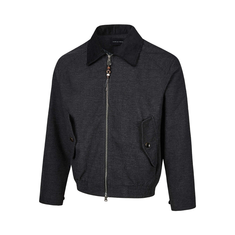Men's Retro Harrington Jacket – Corduroy Collar, Full-Zip Bomber