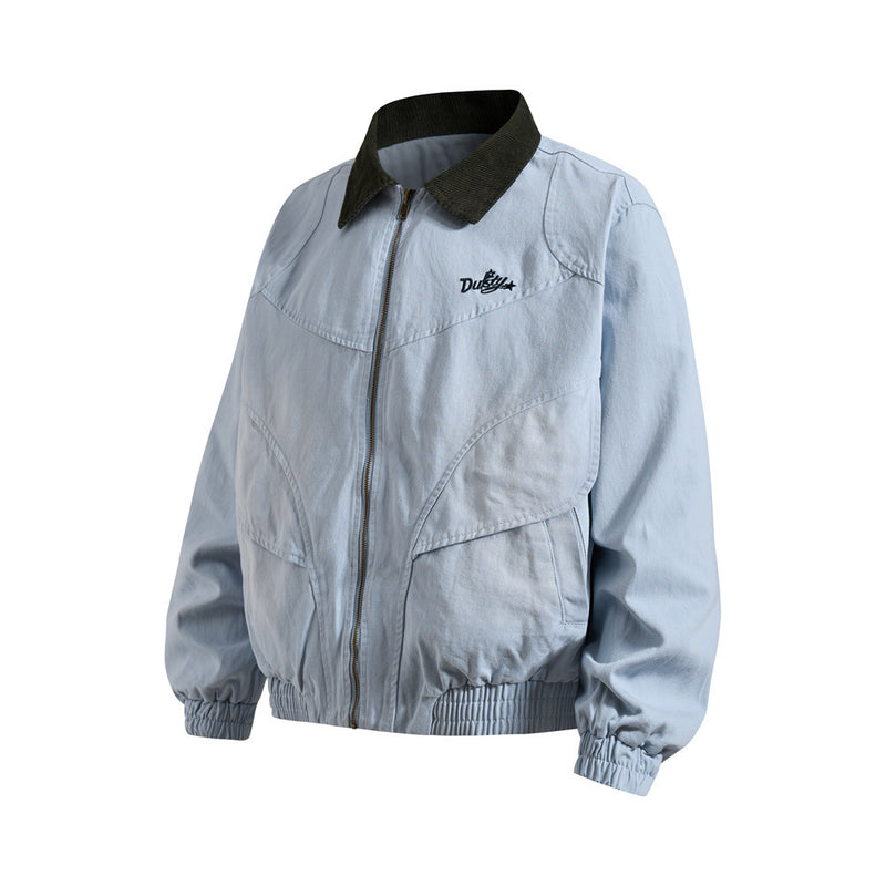 Chaqueta workwear vintage americana de lona para hombre con cuello de pana