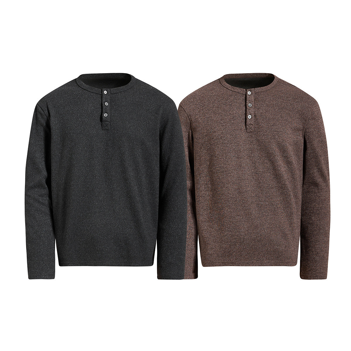 Men's Long-Sleeve Henley T-Shirt – Vintage American Style, Relaxed Fit