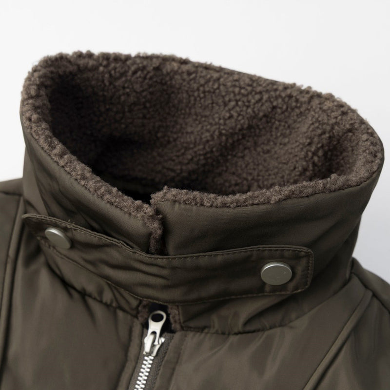 Olive Bomber Jacket Men – Sherpa Collar Padded Flight Jacket