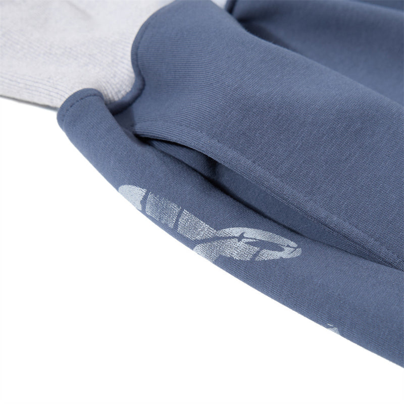 Men's Wide-Leg Sweatpants with Letter Print & Contrast Ribbed Waistband