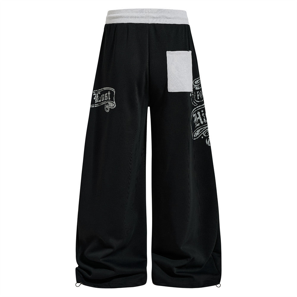 Gothic Graphic Wide-Leg Sweatpants – Men's Oversized Hip-Hop Street Pants with