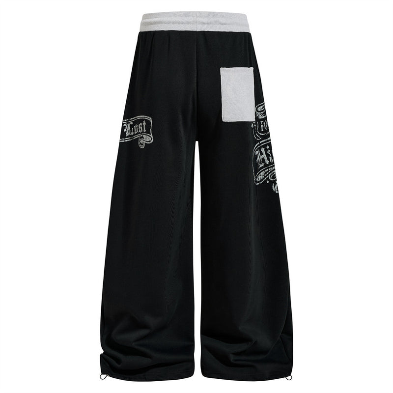 Gothic Graphic Wide-Leg Sweatpants – Men's Oversized Hip-Hop Street Pants with