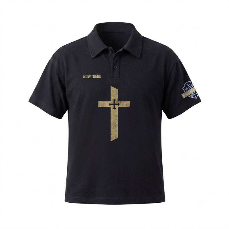 Polo homme à motif croix – Manches courtes, coupe vintage oversize