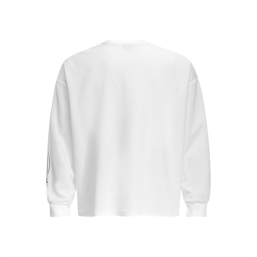 Long Sleeve Men T-Shirt 777 Leopard Print Waffle Knit Crewneck