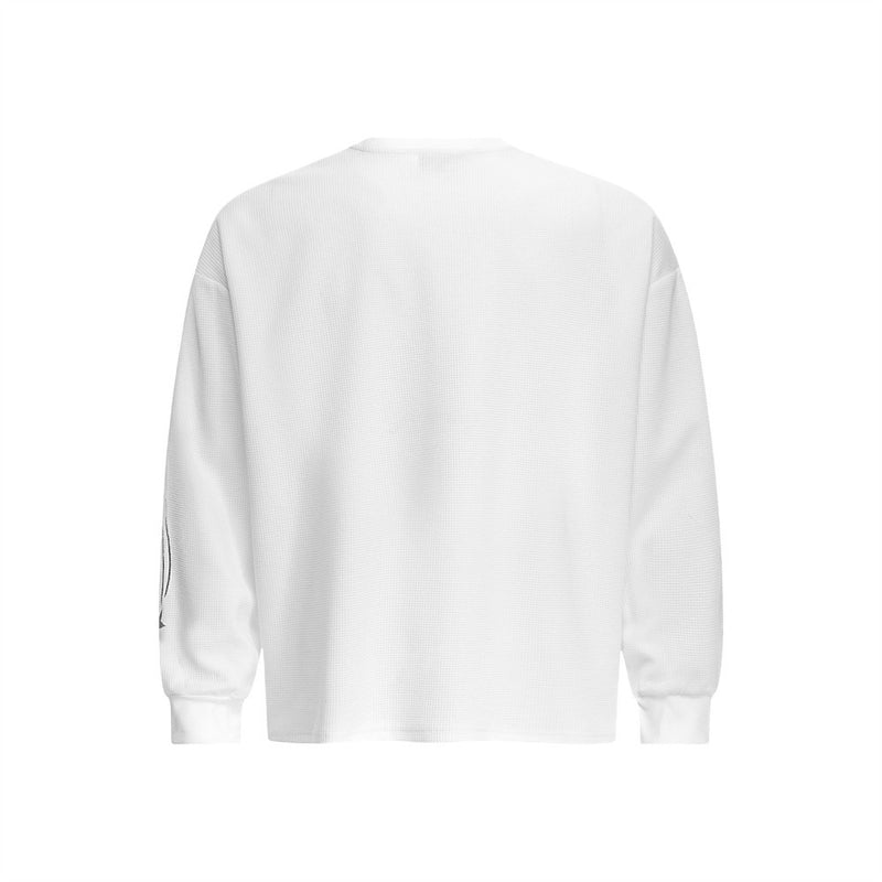 Long Sleeve Men T-Shirt 777 Leopard Print Waffle Knit Crewneck