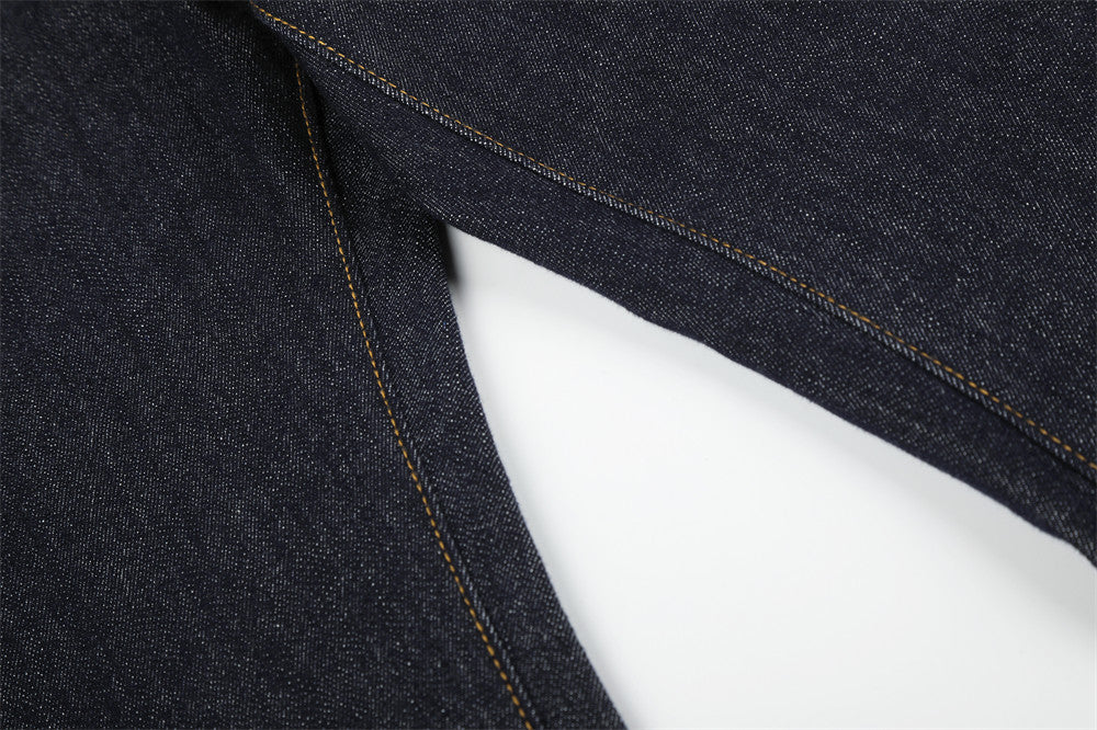 Wide-Leg Flare Jeans with Embossed Pocket Detail – Dark Indigo