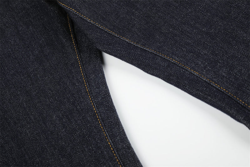 Wide-Leg Flare Jeans with Embossed Pocket Detail – Dark Indigo