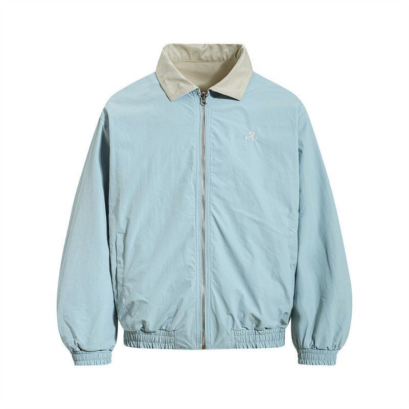 Reversible Oversized Bomber Jacket – Contrast Collar, Dual-Wear Workwear Style