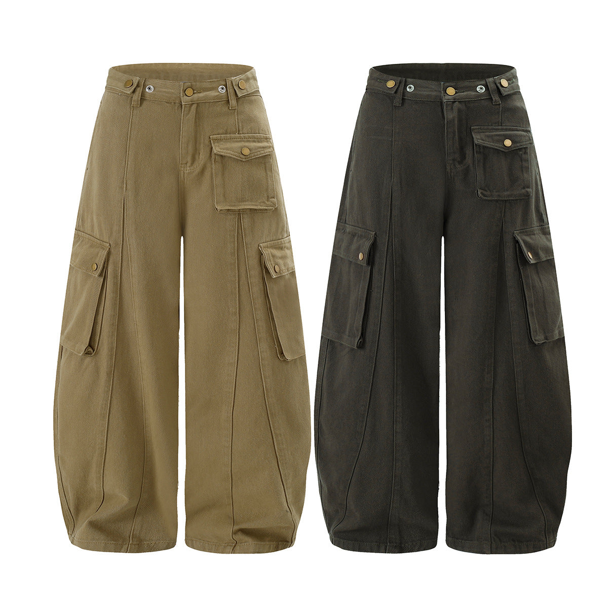 ワイドレッグカーゴパンツ｜マルチポケット ウォッシュドヴィンテージ バレルフィット