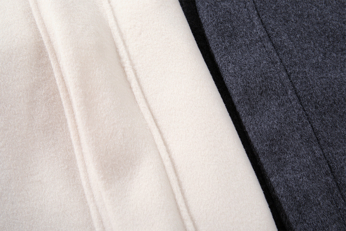 Wool Blend Bomber Jacket – Double-Layer Collar, Zip-Up Men's Coat