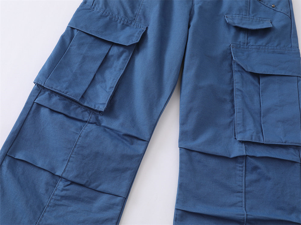 Men's Wide-Leg Cargo Pants – Relaxed Fit Multi-Pocket Workwear Trousers