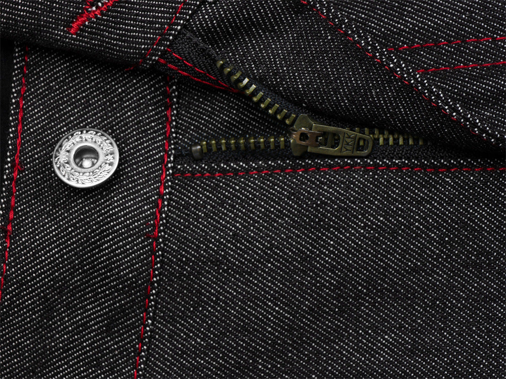 Jean noir homme bootcut avec broderie script – Denim à jambes évasées