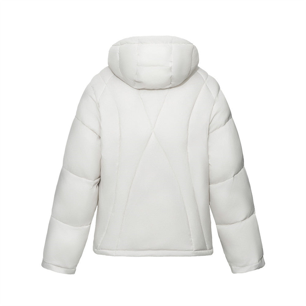 Puffer Jacket with Hoodie – Diagonal Zip Men's Winter Down Coat
