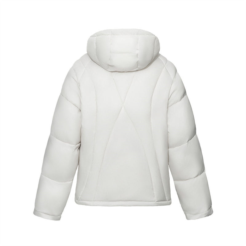 Puffer Jacket with Hoodie – Diagonal Zip Men's Winter Down Coat