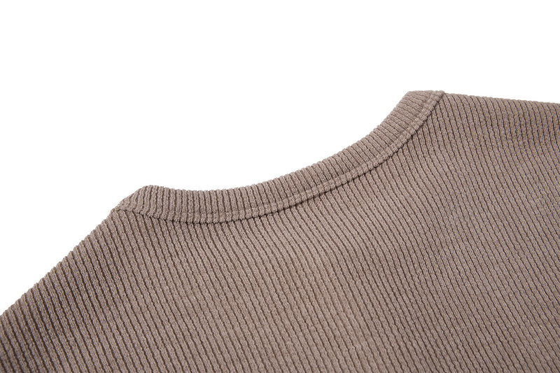 Men's Waffle Knit Henley Long Sleeve Shirt – Relaxed Fit Ribbed Tee