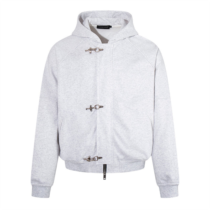 Men's Metal Clasp Hoodie & Wide-Leg Sweatpants Tracksuit Set