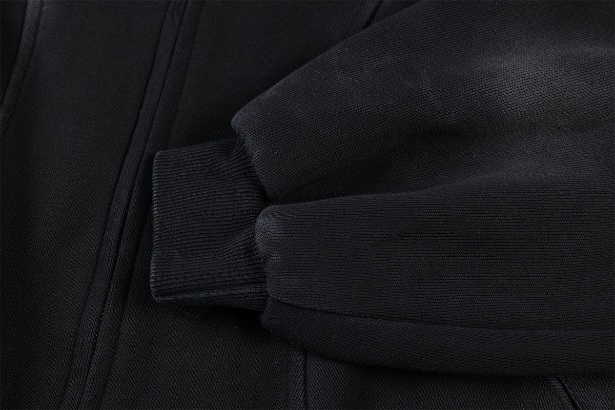 Sudadera de hombre con capucha y cremallera, paneles lavados y corte extragrande