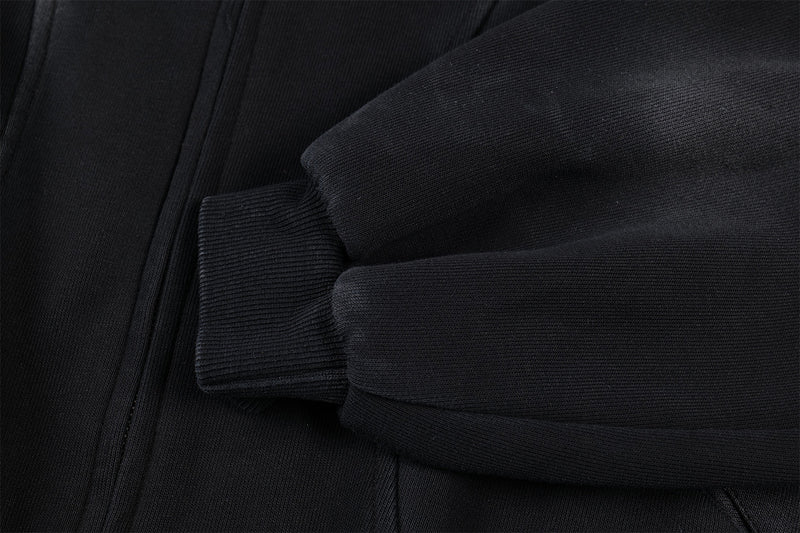 Sudadera de hombre con capucha y cremallera, paneles lavados y corte extragrande