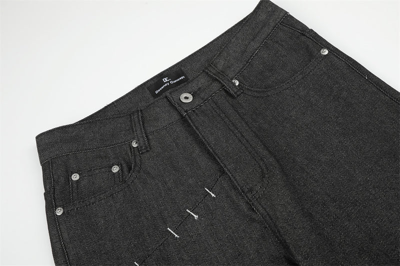 Men's Wide-Leg Jeans with Contrast Stitch Detail – Dark Wash Straight Denim