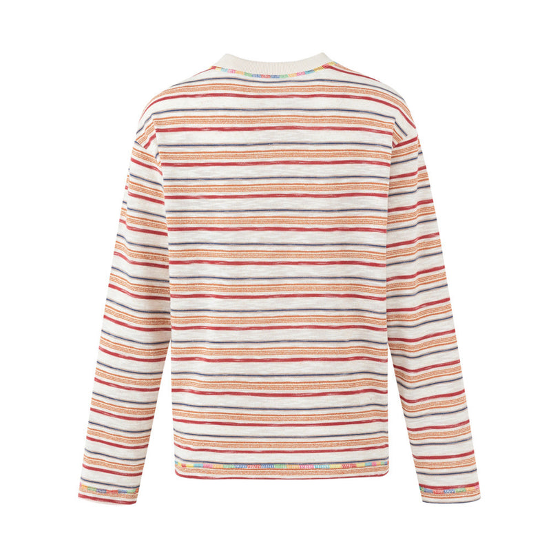 Men's Relaxed Fit Long Sleeve Striped T-Shirt – Vintage American Casual Crewneck