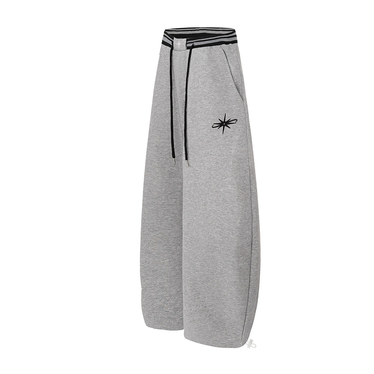 Jogginghose mit weitem Bein und gestreiftem Kontrastbund – Fleecehose mit Relaxed Fit