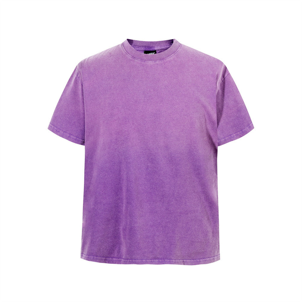 Acid Wash Vintage Oversized T-Shirt – Gradient Spray Dye Crewneck Tee
