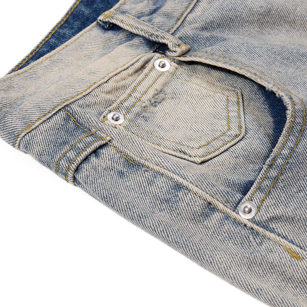 Distressed-Flare-Jeans – Herren-Wide-Leg-Denim in verwaschener Optik mit Knitterdetails