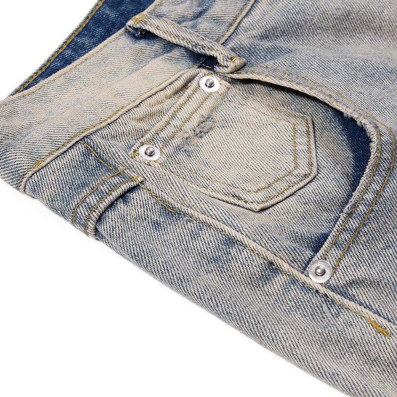 Distressed-Flare-Jeans – Herren-Wide-Leg-Denim in verwaschener Optik mit Knitterdetails