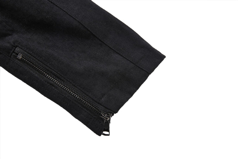 Boxy Moto Jacket – Black Denim & PU Leather Panel Biker Jacket