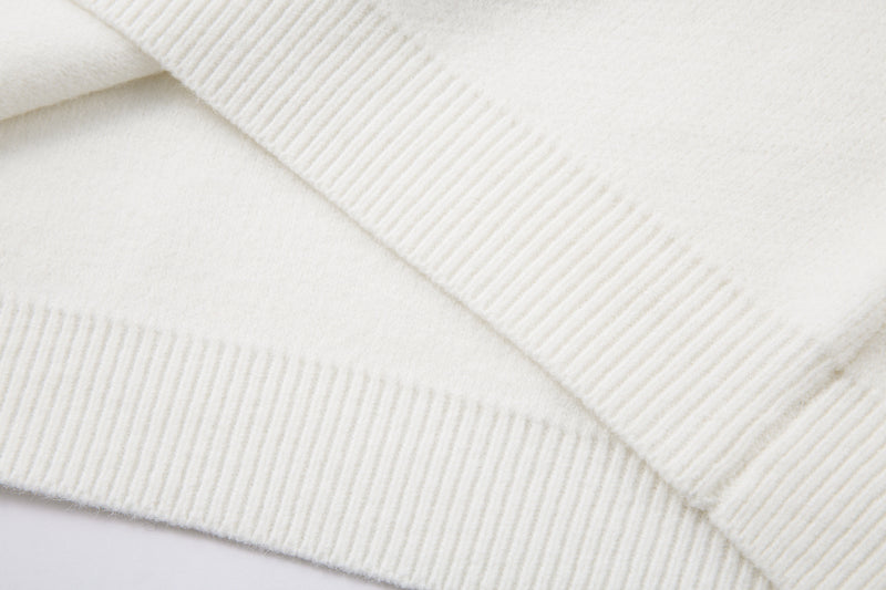 Pull gris à col rond – Maille oversize avec motif en fausse fourrure