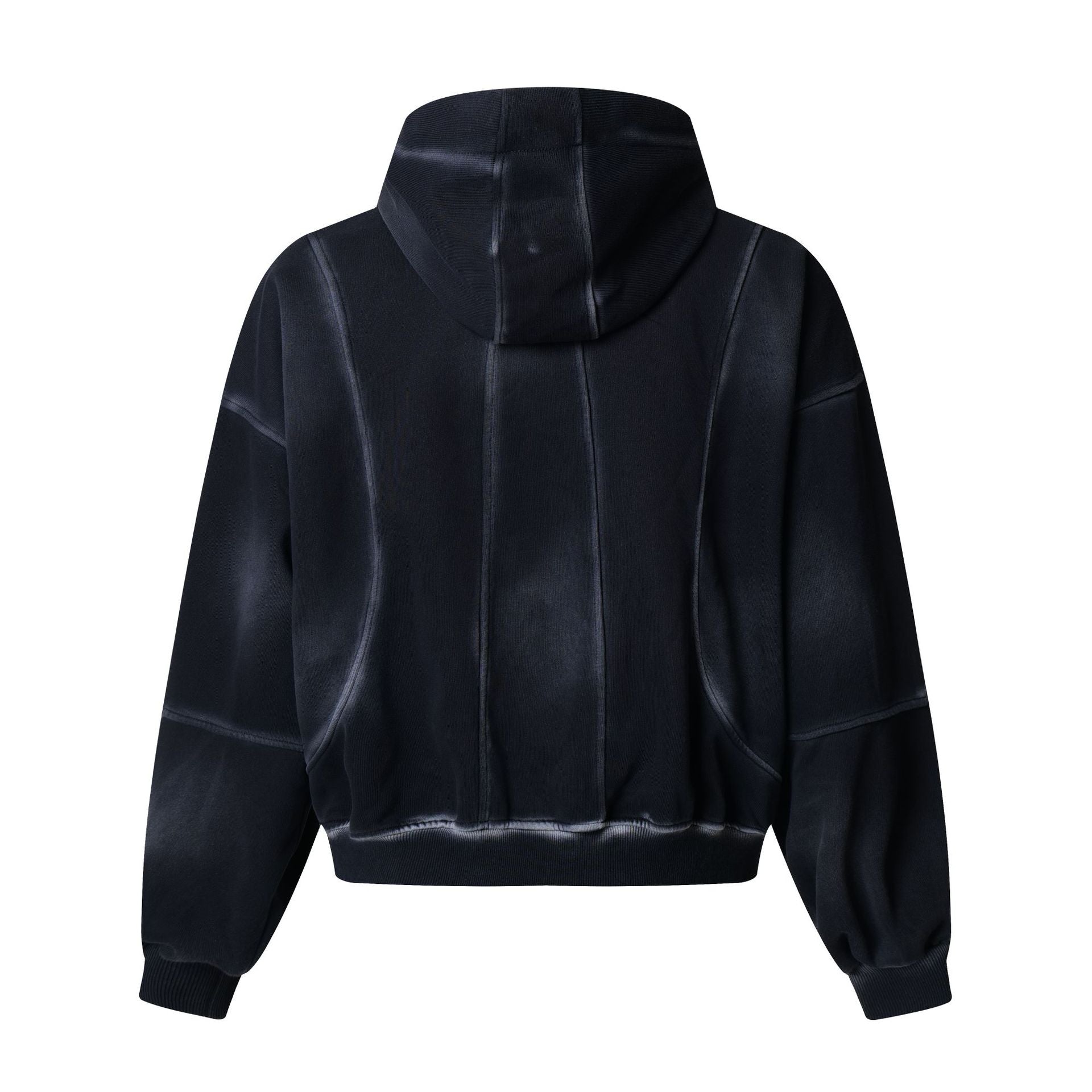 Sudadera de hombre con capucha y cremallera, paneles lavados y corte extragrande