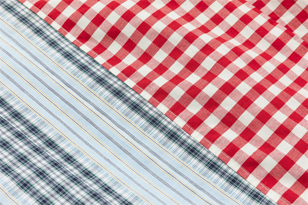 Patchwork Plaid Wide-Leg Pants – Men's Colorblock Deconstructed Trousers