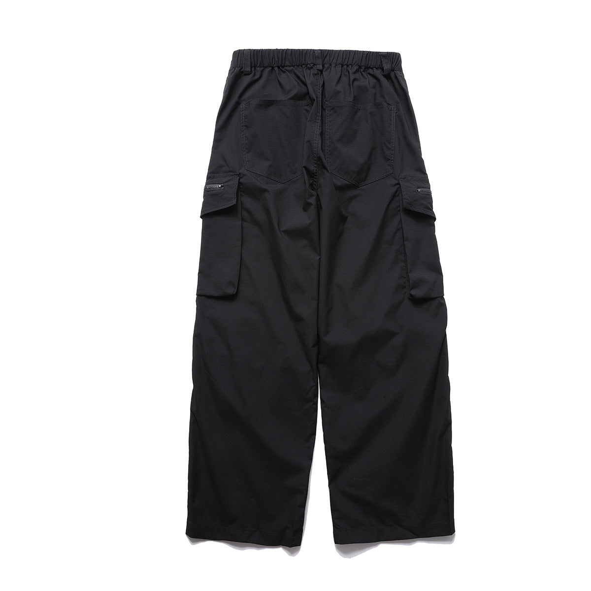Wide-Leg Cargo Pants with Zipper Pockets – Ripstop Nylon, Relaxed Fit