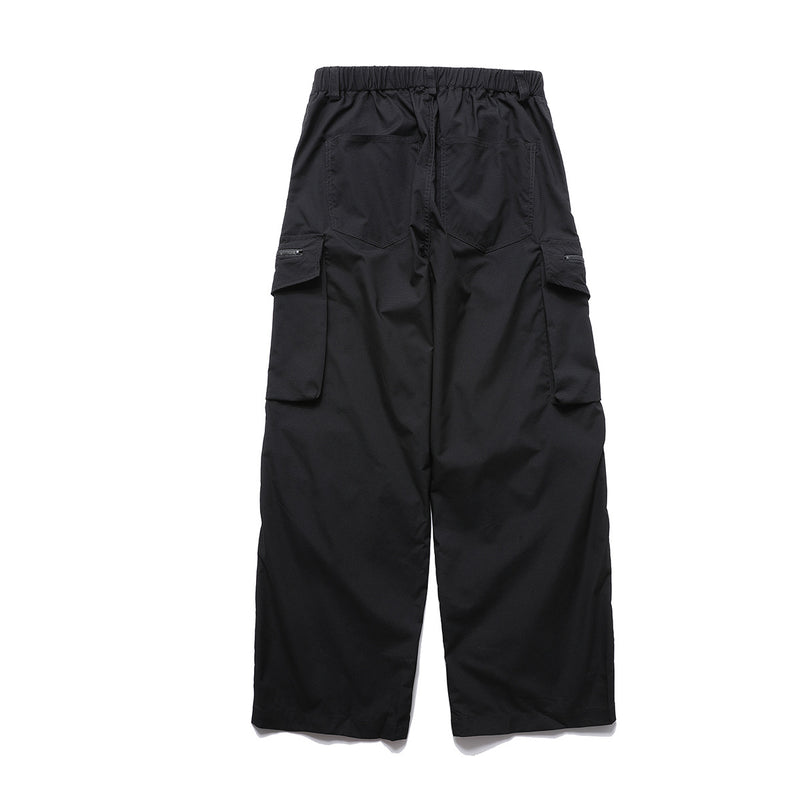 Wide-Leg Cargo Pants with Zipper Pockets – Ripstop Nylon, Relaxed Fit
