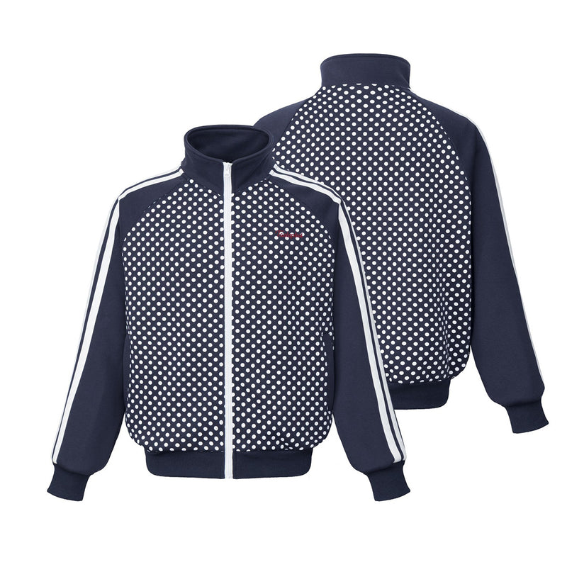 Veste de survêtement zippée à col montant, pois et manches à bandes