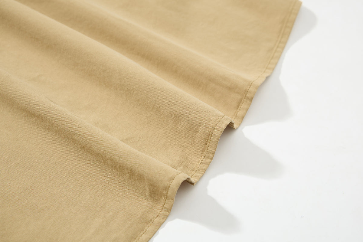 Tan Long Sleeve Shirt with Detachable Tie – Heart & Hook Embroidered Campus