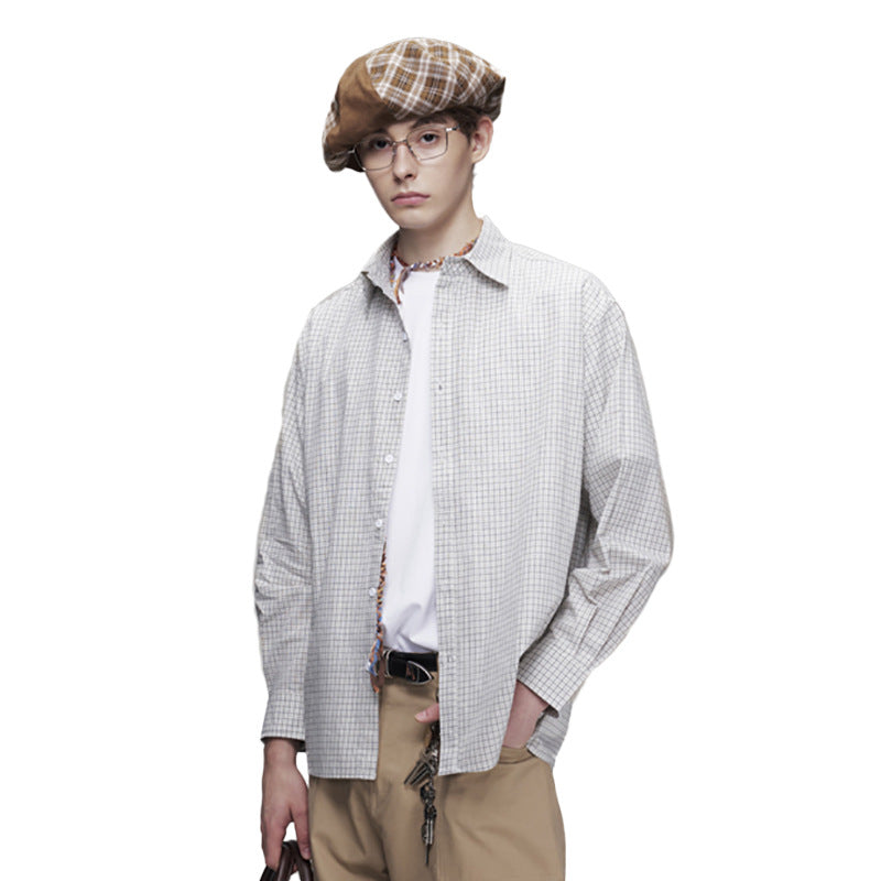 Oversized Plaid Long Sleeve Shirt – Relaxed Fit Japanese-Inspired Button-Up