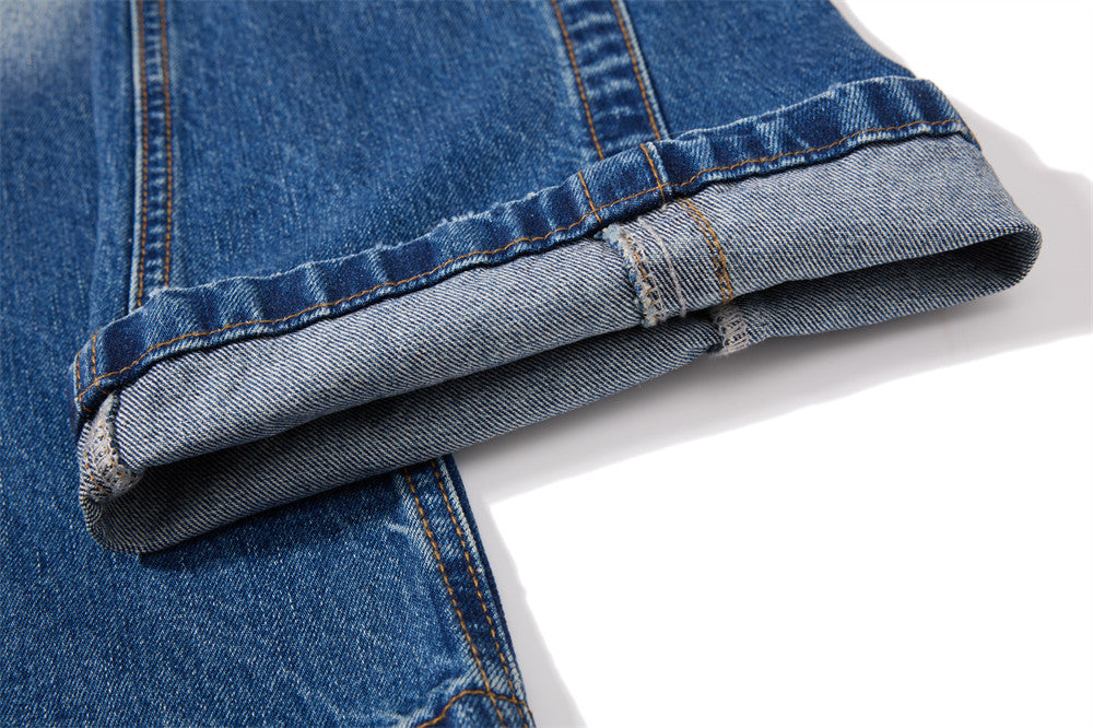 Herren Vintage-Washed-Wide-Leg-Flare-Jeans – Entspannte Passform, Used-Denim