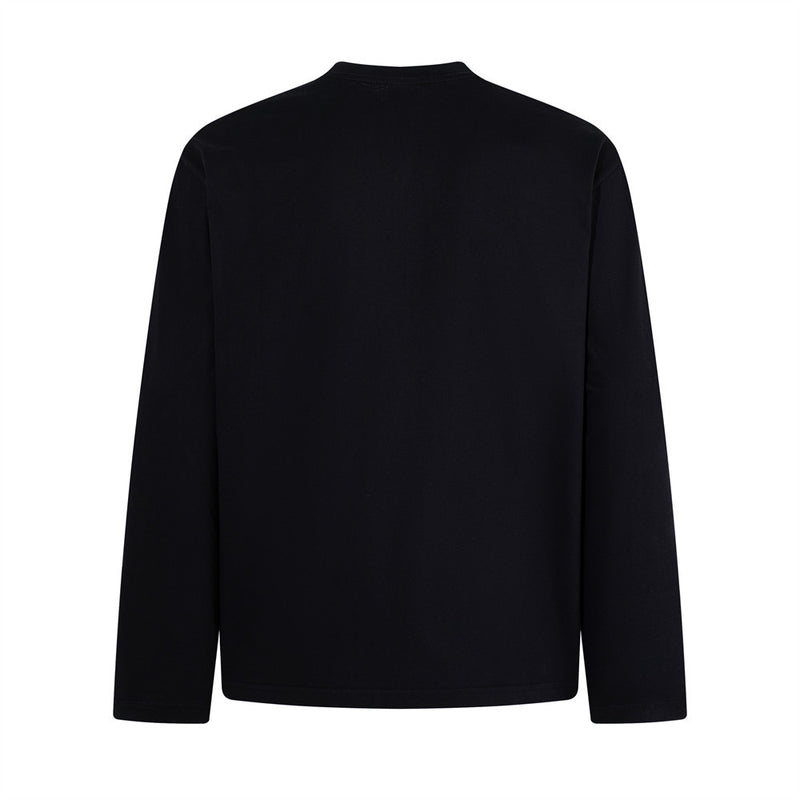 Men's Black and White Striped Graphic Long-Sleeve Shirt – Relaxed Fit