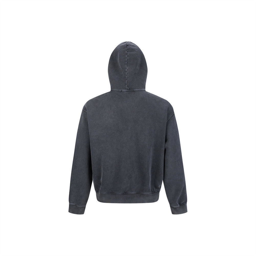 Men's Metal Clasp Pullover Hoodie – Oversized Washed Fleece Sweatshirt