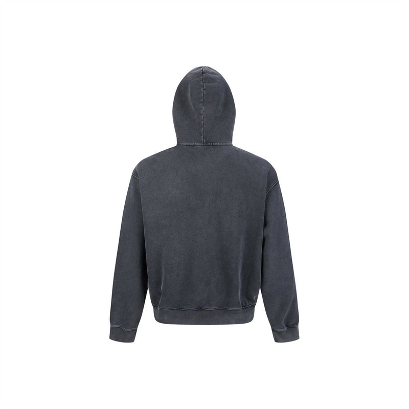 Men's Metal Clasp Pullover Hoodie – Oversized Washed Fleece Sweatshirt