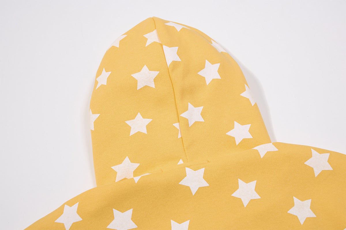 Sweat court zippé à imprimé étoiles avec pomme – Streetwear kawaii