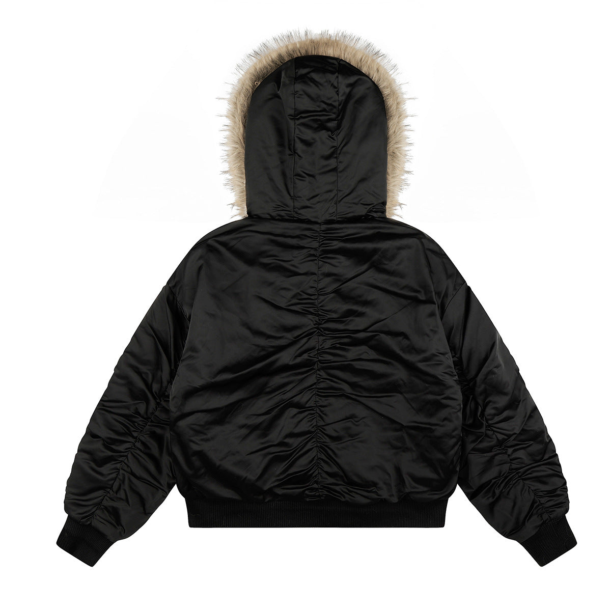 Leopard Print Fleece-Lined Bomber Jacket with Faux Fur Hood
