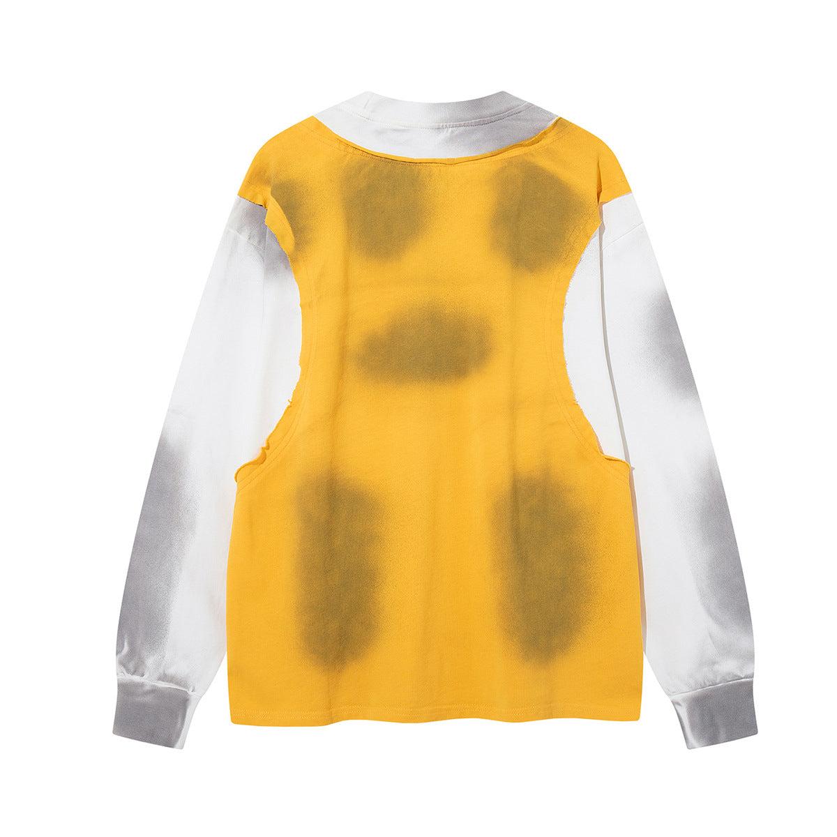 Tee-shirt graphique à manches longues imitation deux pièces – Imprimé écusson rétro streetwear