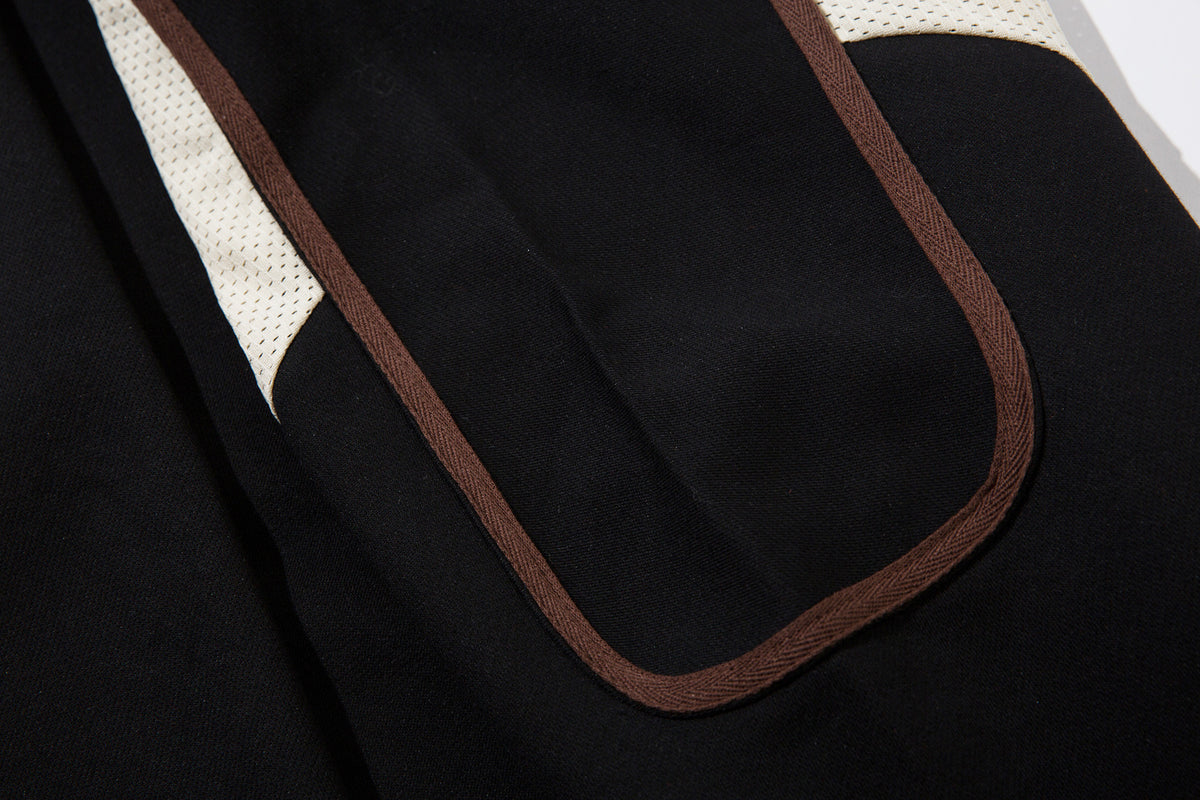 Lace-Up Hockey Jersey Sweatshirt – Colorblock Mesh Panel Pullover