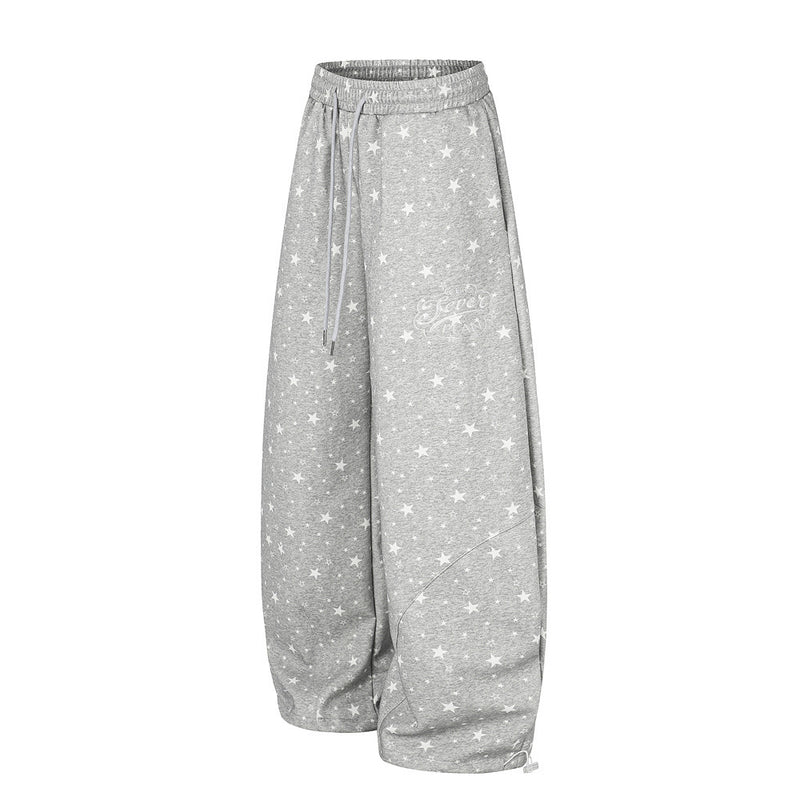 Star Print Wide-Leg Sweatpants – Oversized Streetwear Jogger Pants
