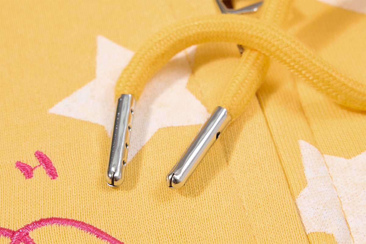 Sweat court zippé à imprimé étoiles avec pomme – Streetwear kawaii