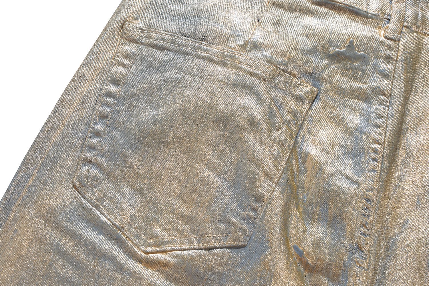 Jean flare métallisé doré – Pantalon en denim large à pattes d’éléphant